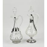 2 decanters with silver