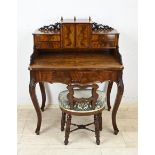 Antique ladies' desk + chair, 1860