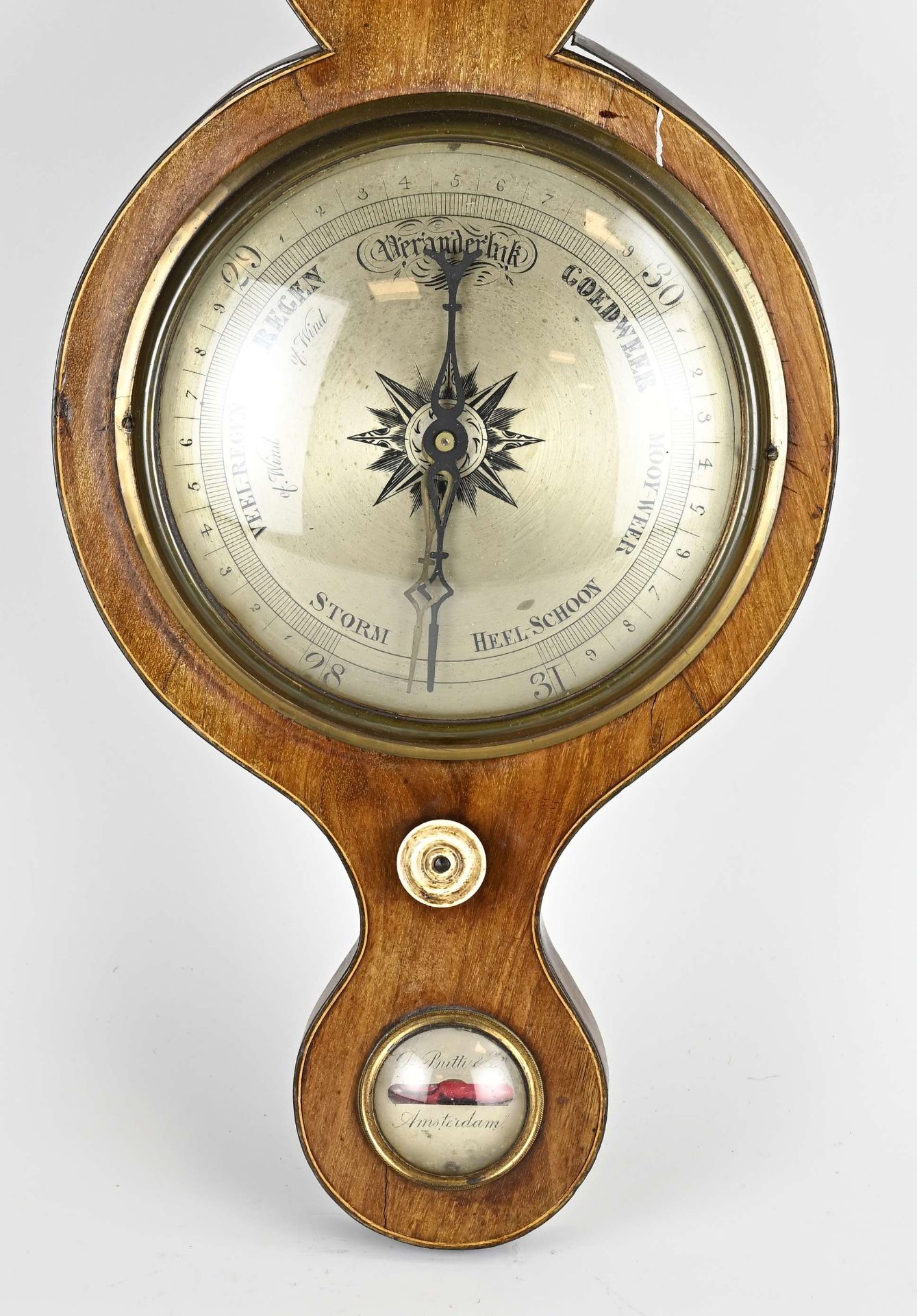 Mahogany barometer, 94 cm. - Bild 2 aus 2