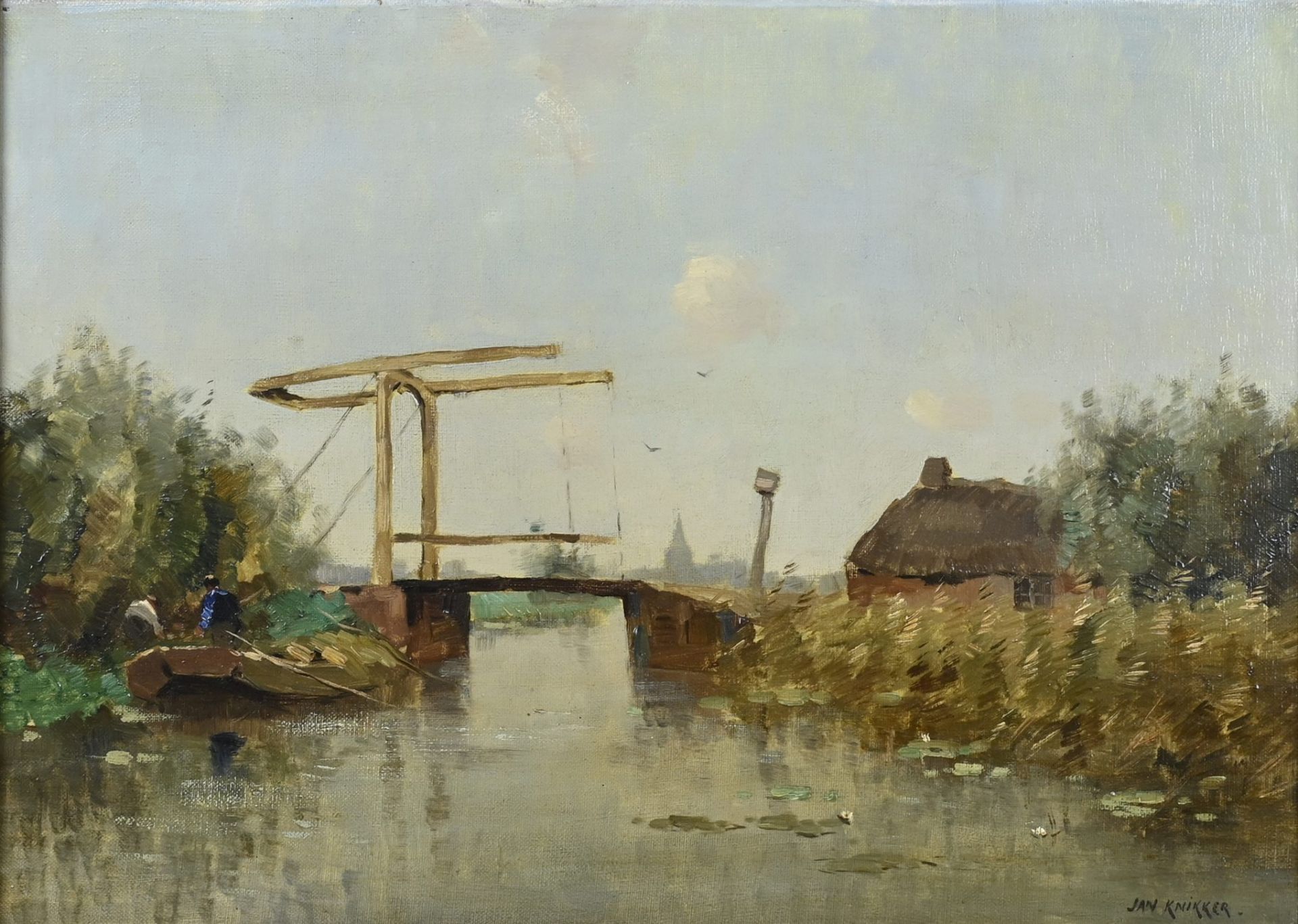 Jan Knikker, River View with Drawbridge - Image 2 of 2