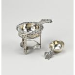 Special silver tea strainer with holder and drip tray