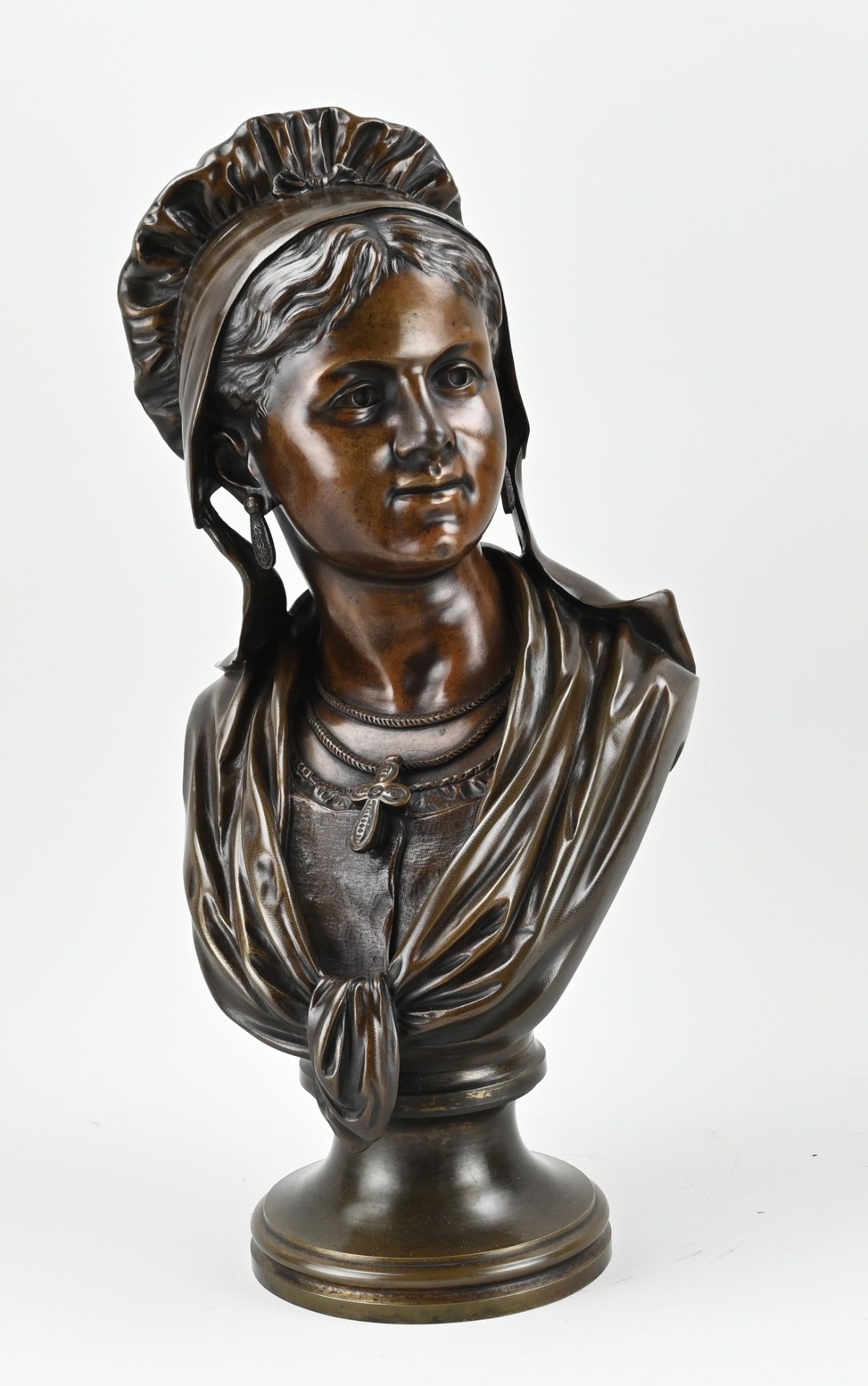 Antique bronze bust, H 54 cm.