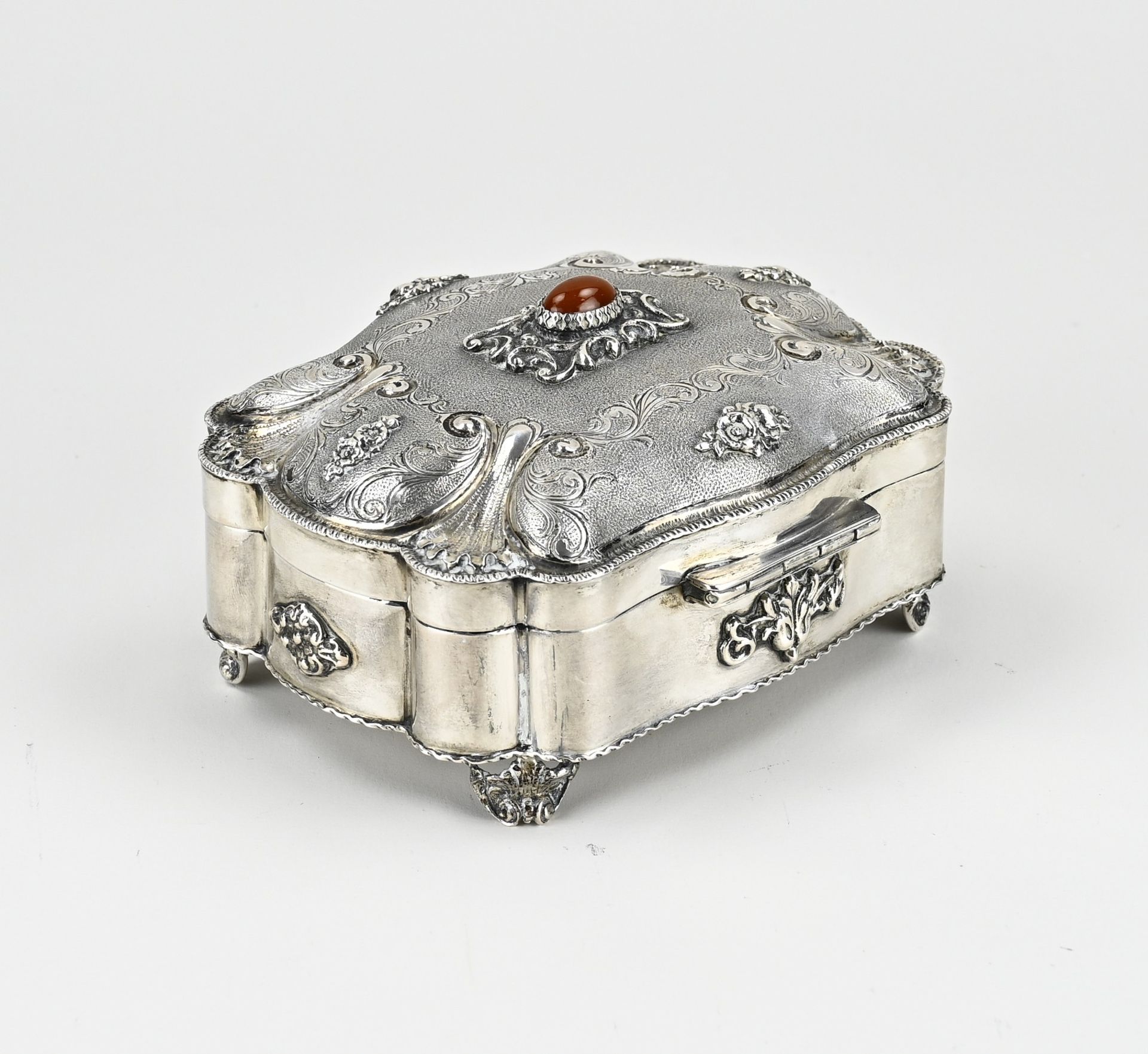 Silver box with agate - Image 2 of 2