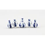 5 Chinese bibilot vases, H 3.5 - 4 cm.