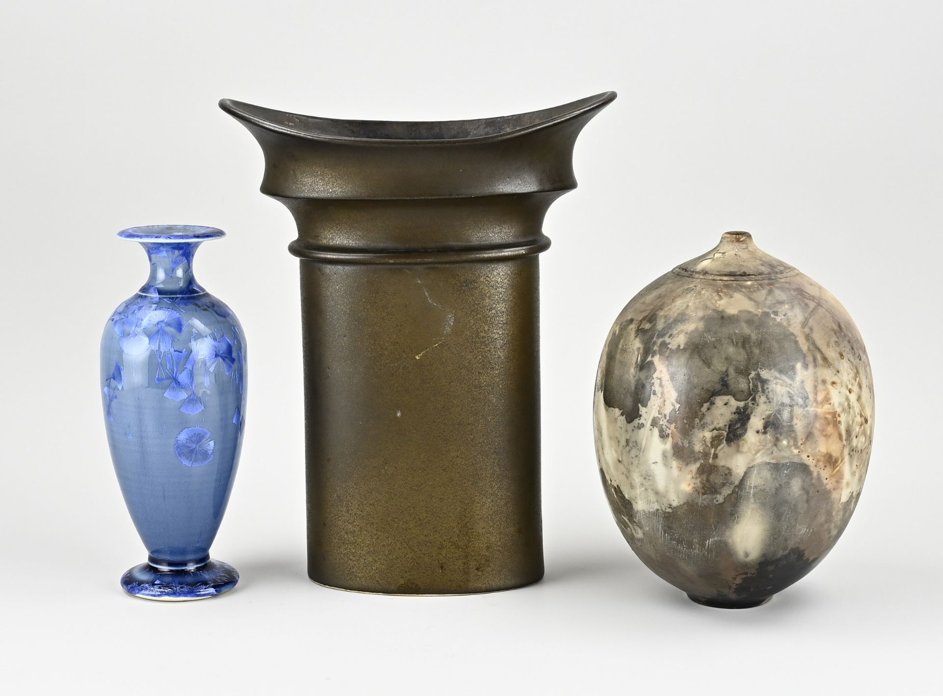 Three modern earthenware vases