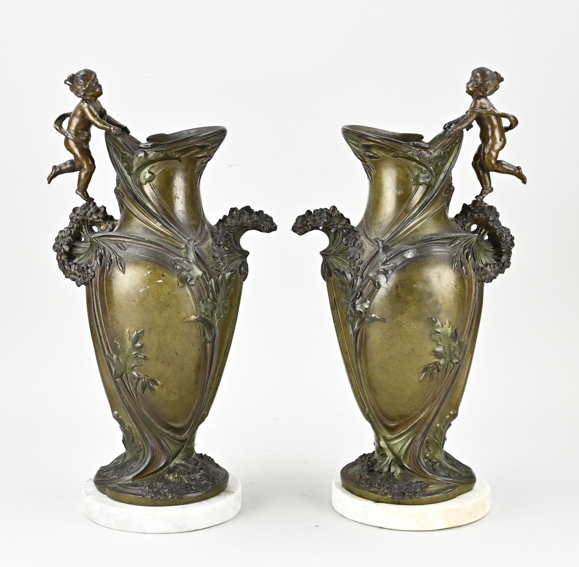 Two French vases, H 41 cm.