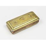 Brass tobacco box with perpetual calendar