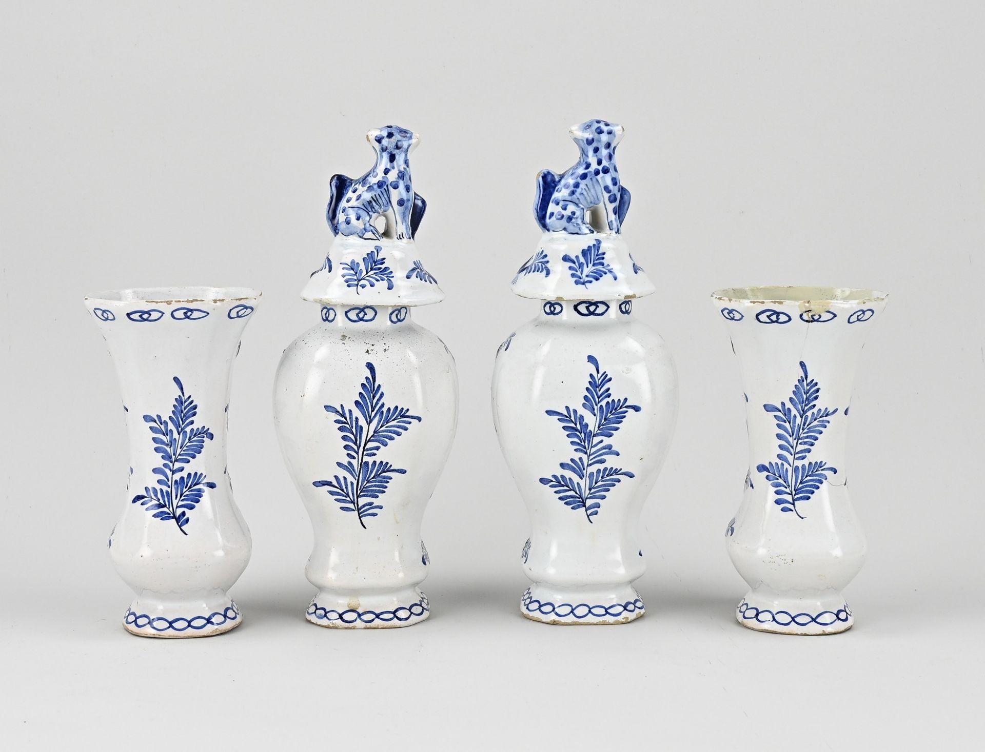 4-piece Delft cabinet set, 1800 - Image 2 of 3