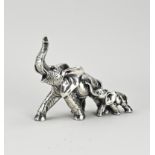 Silver elephant with calf