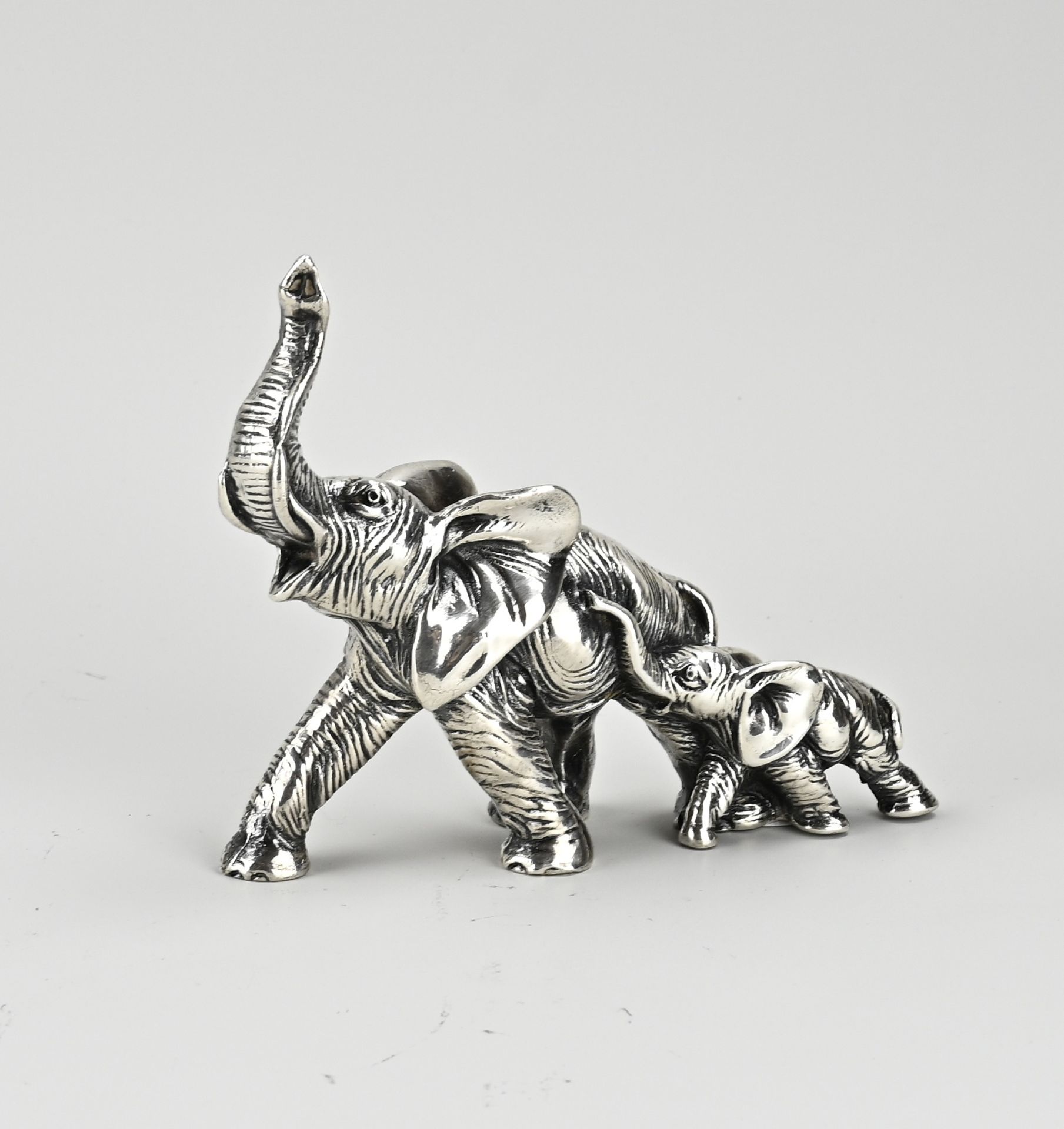 Silver elephant with calf