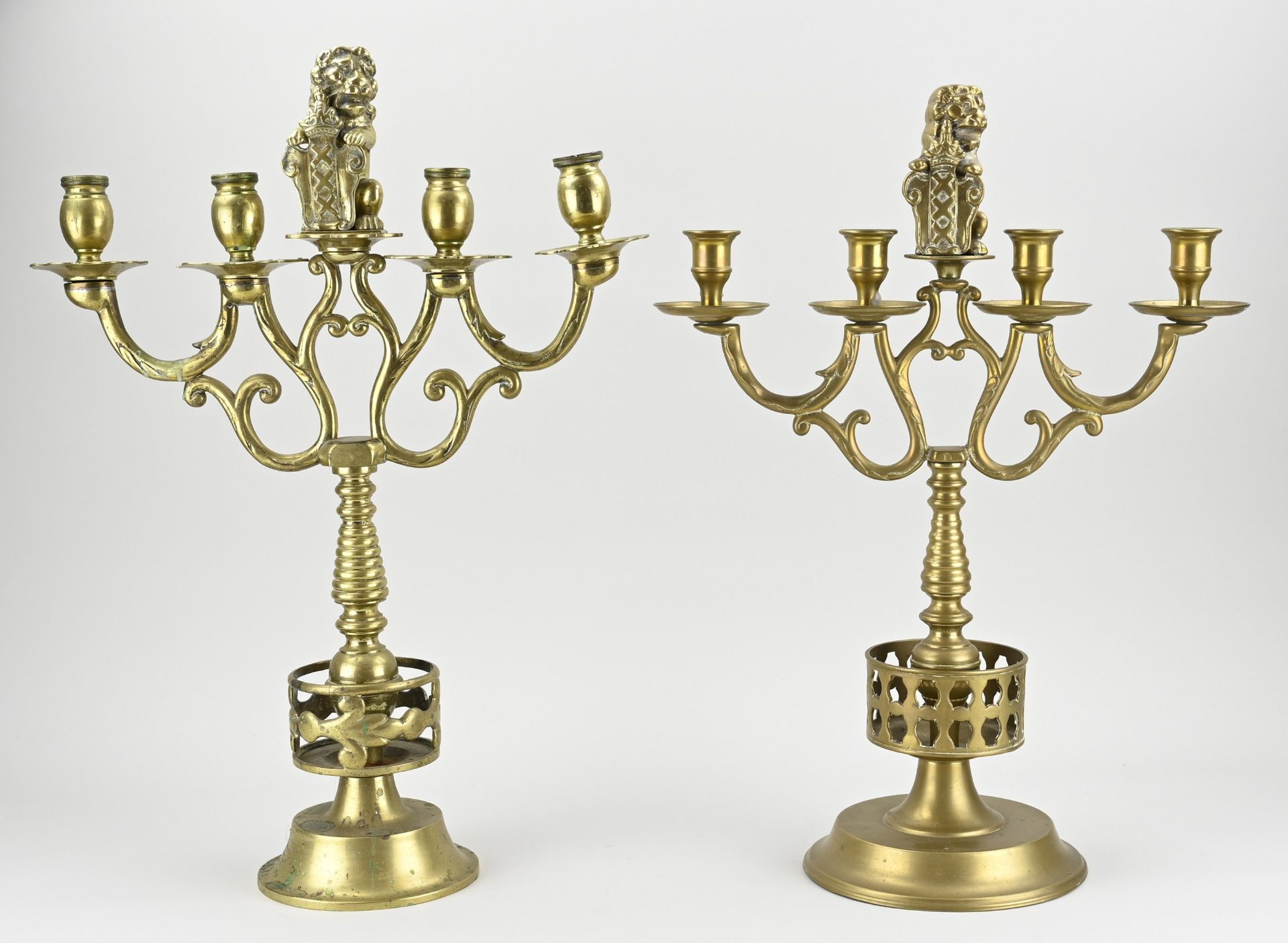 Two Amsterdam candlesticks with city coat of arms