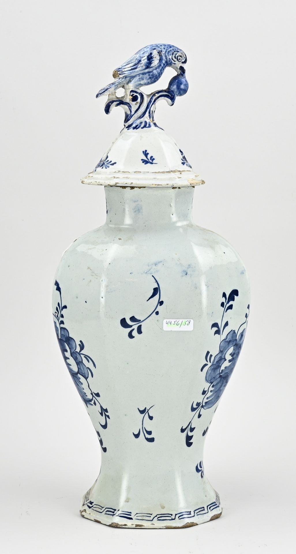 18th century Delft vase with lid, H 43.5 cm. - Image 2 of 3