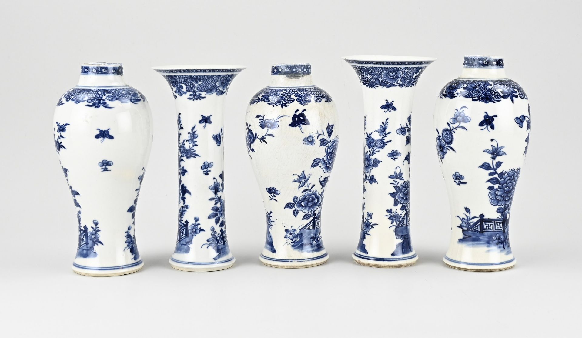 Five-piece Chinese garniture, H 21 cm. - Image 2 of 3