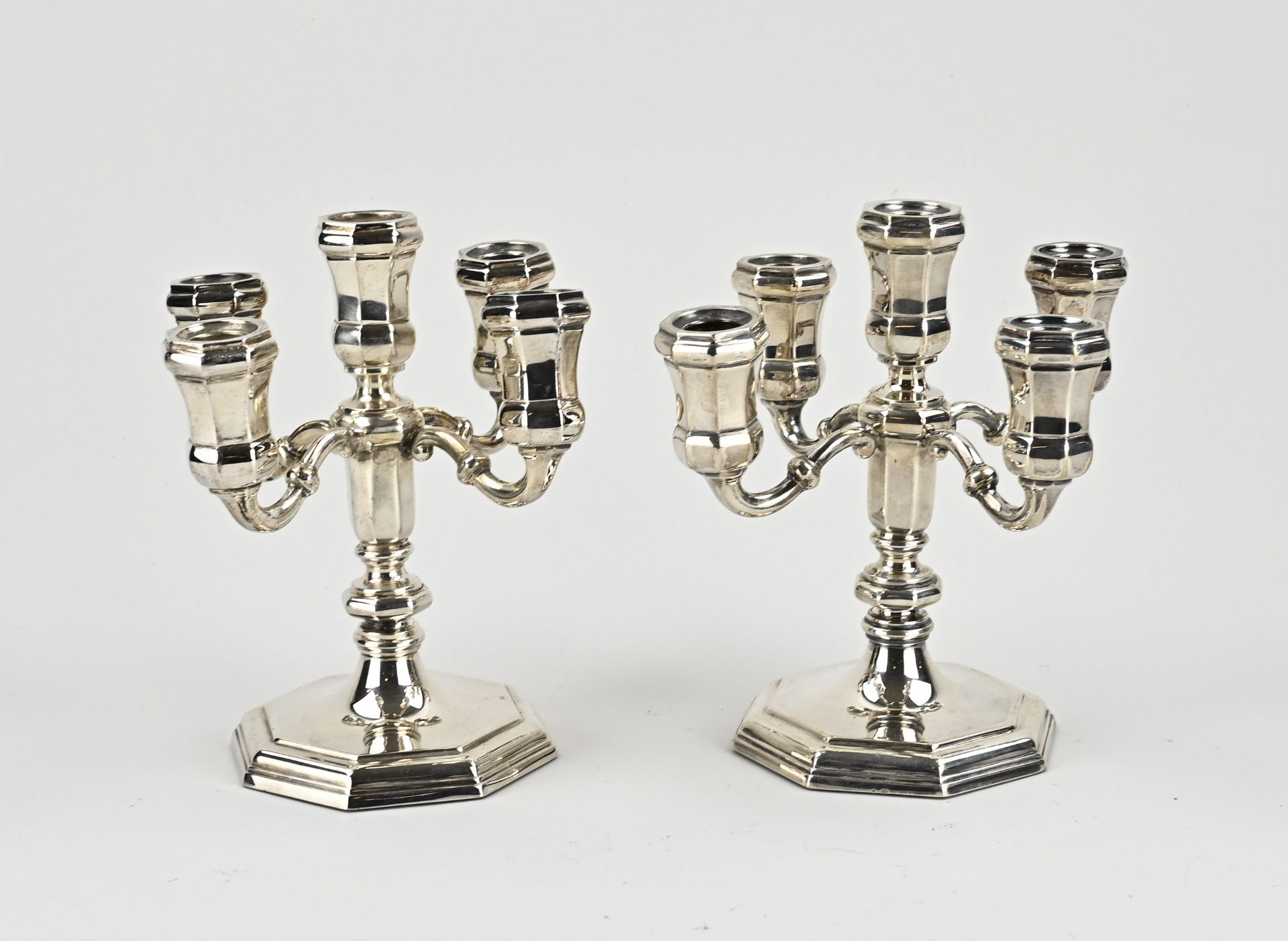 2 Silver 5-light candlesticks