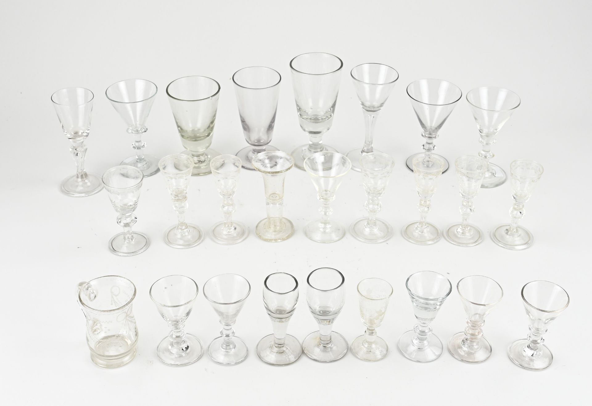 Lot of old + antique glasses