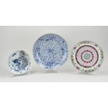 Three antique Chinese plates Ø 17.5 - 27.5 cm.