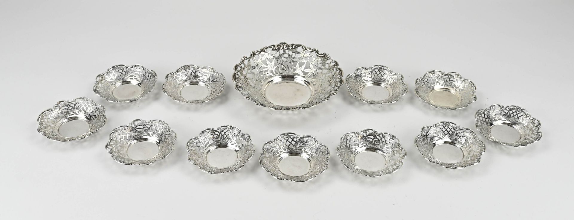 Silver peanut set, 12 pieces