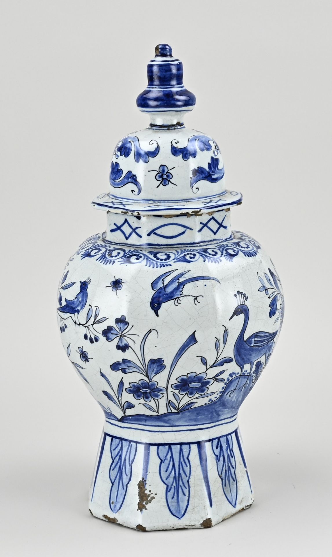 18th Century Delft vase with lid, H 34 cm. - Bild 2 aus 3