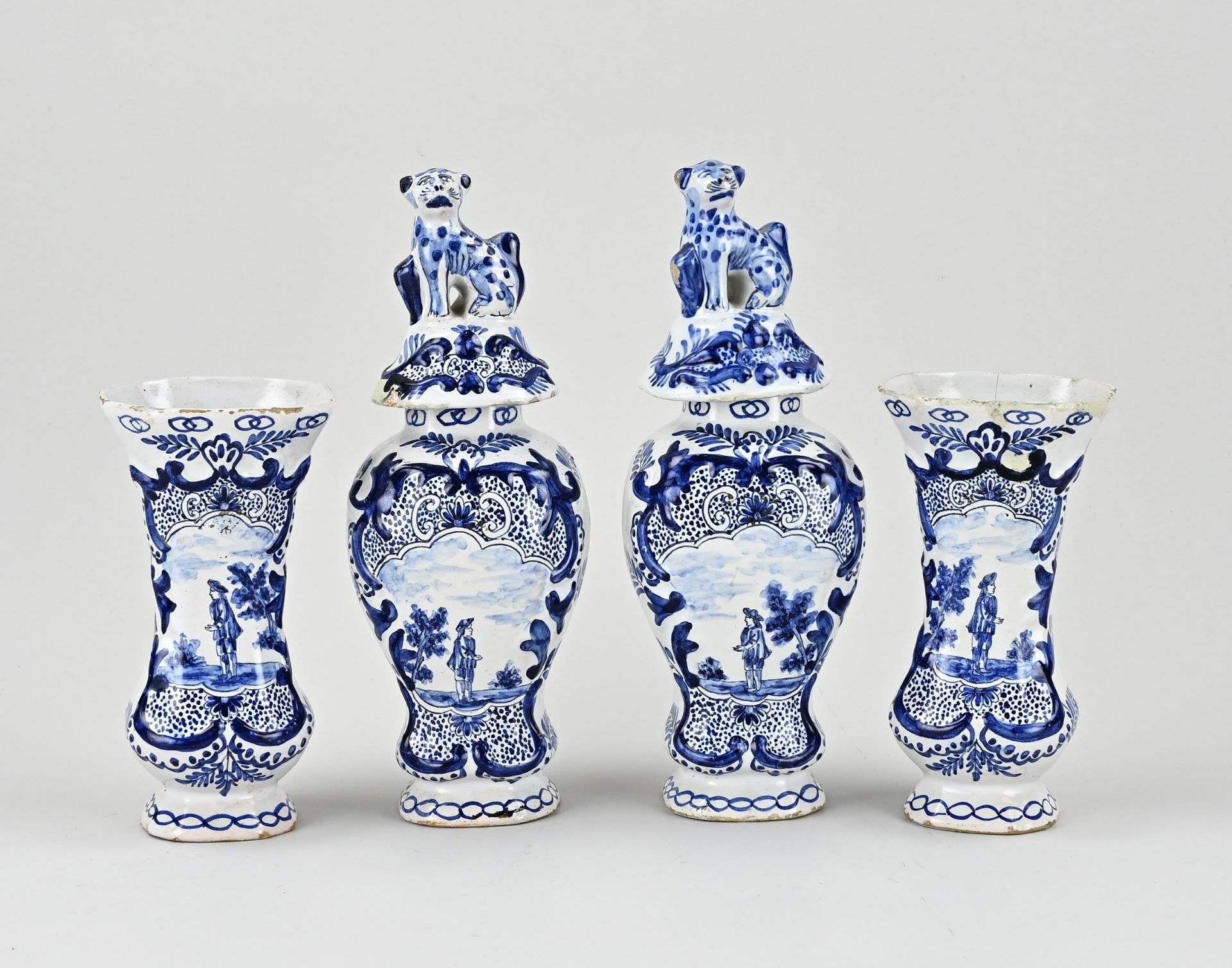 4-piece Delft cabinet set, 1800