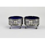 Two salt cellars with silver