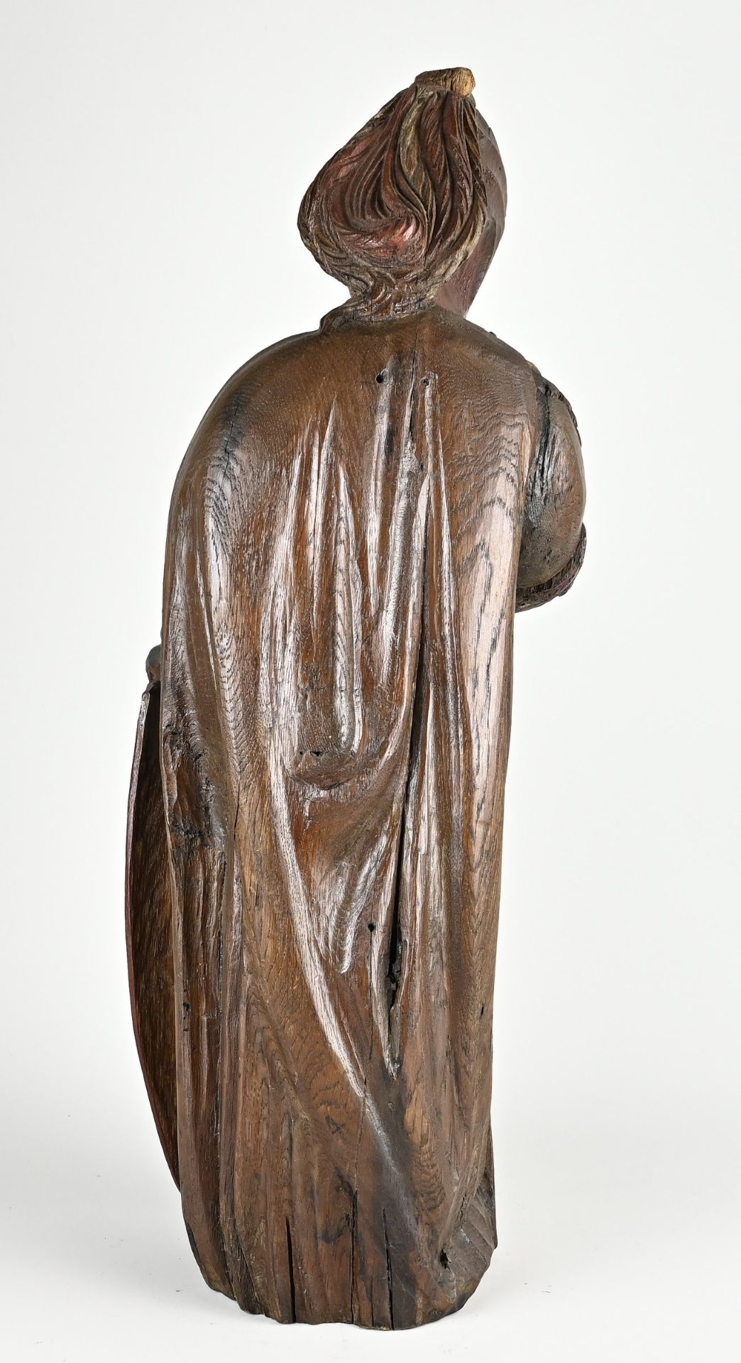 18th - 19th century carved knight figure, H 65 cm. - Bild 2 aus 2