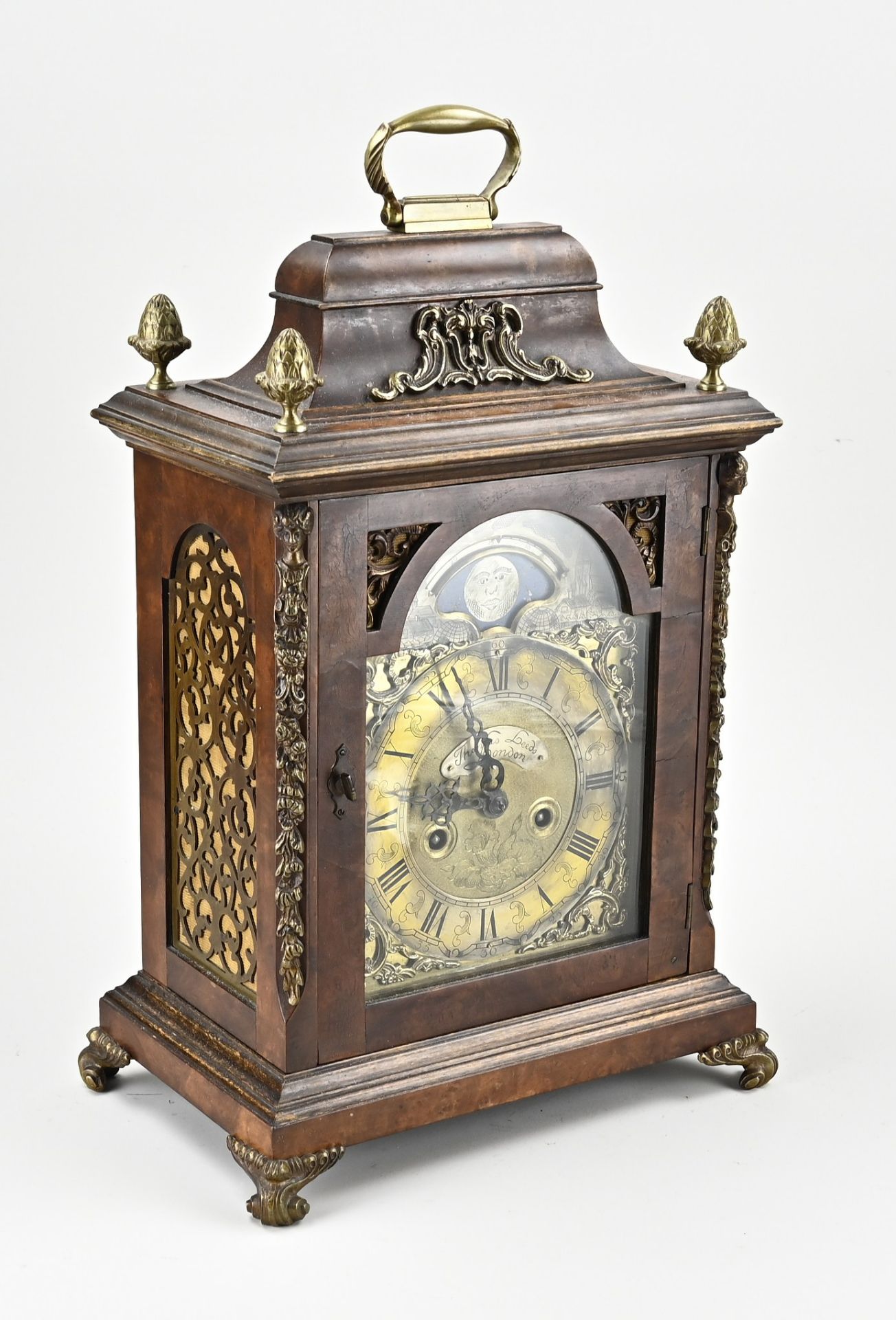 Burr walnut Gustav Becker table clock, 1900