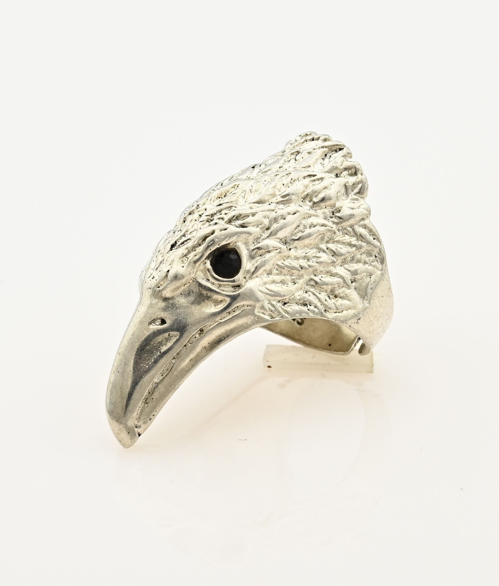 Silver ring eagle's head