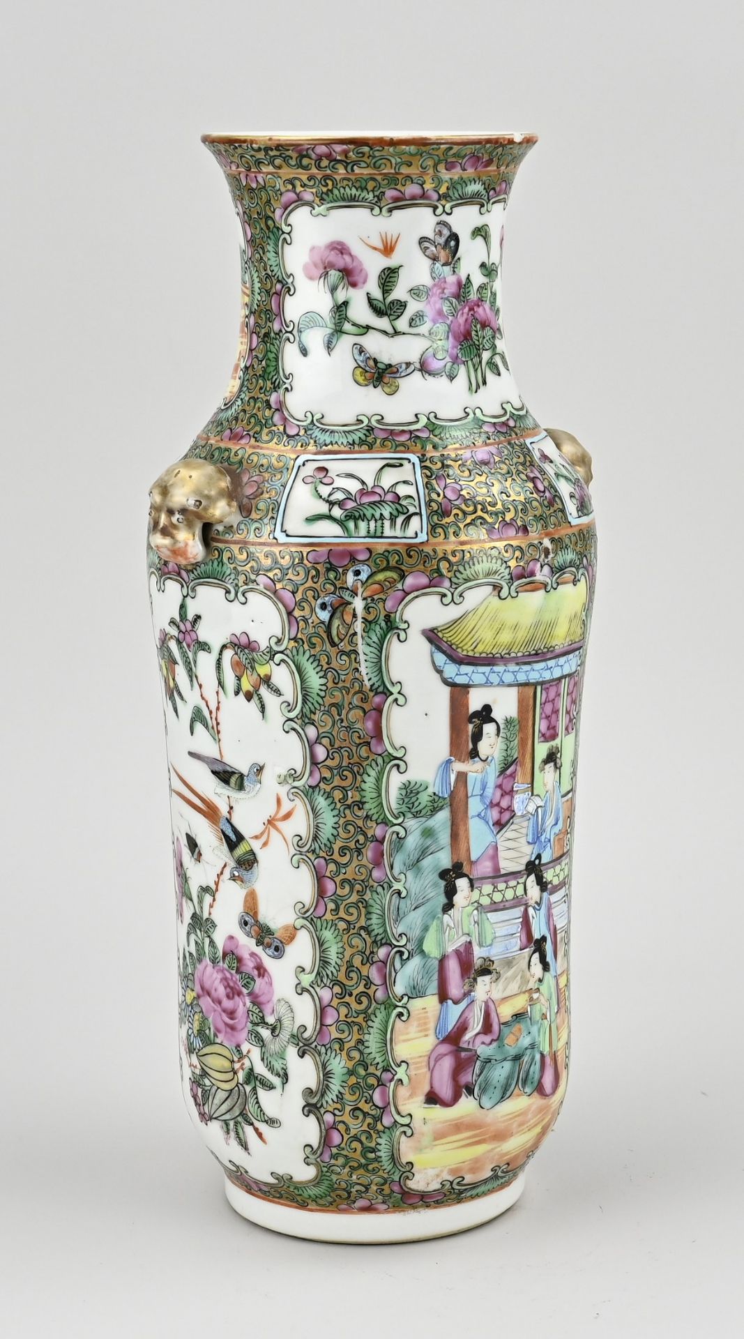 Chinese Canton vase, H 31 cm. - Image 2 of 3