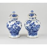 Two Chinese lidded vases, H 27 cm.