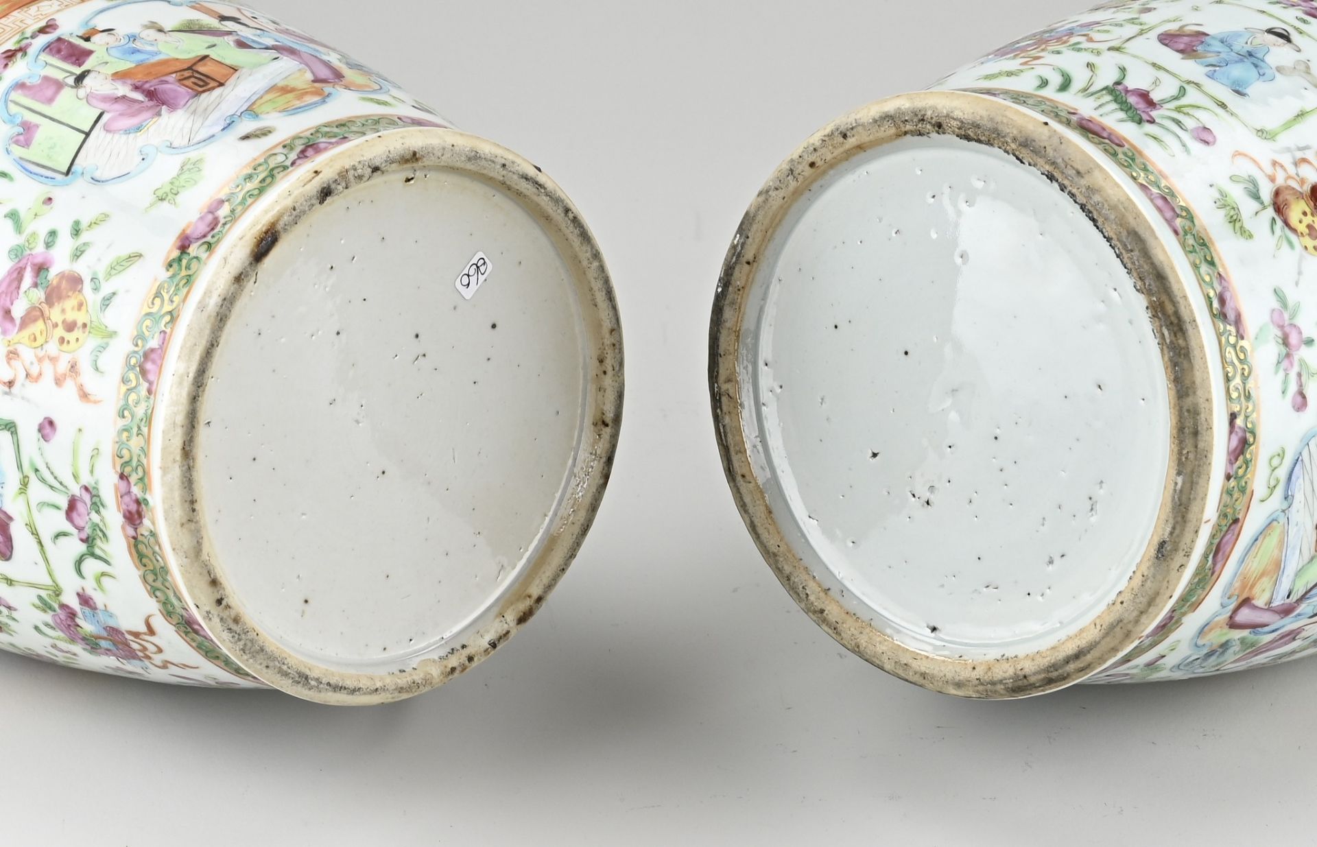 Two Chinese/Cantonese vase lamps, H 46 cm. - Image 3 of 3