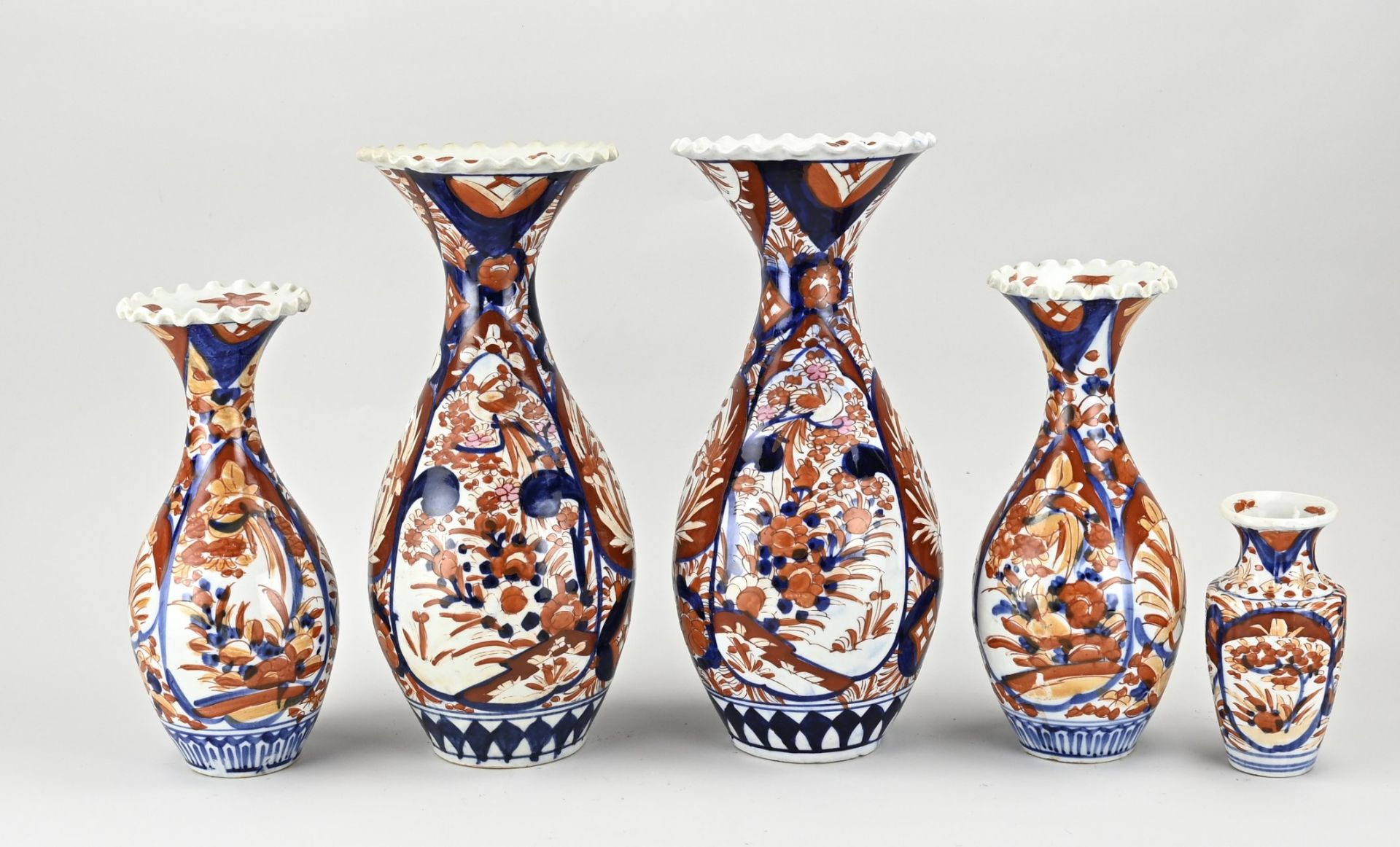 Five Japanese Imari vases