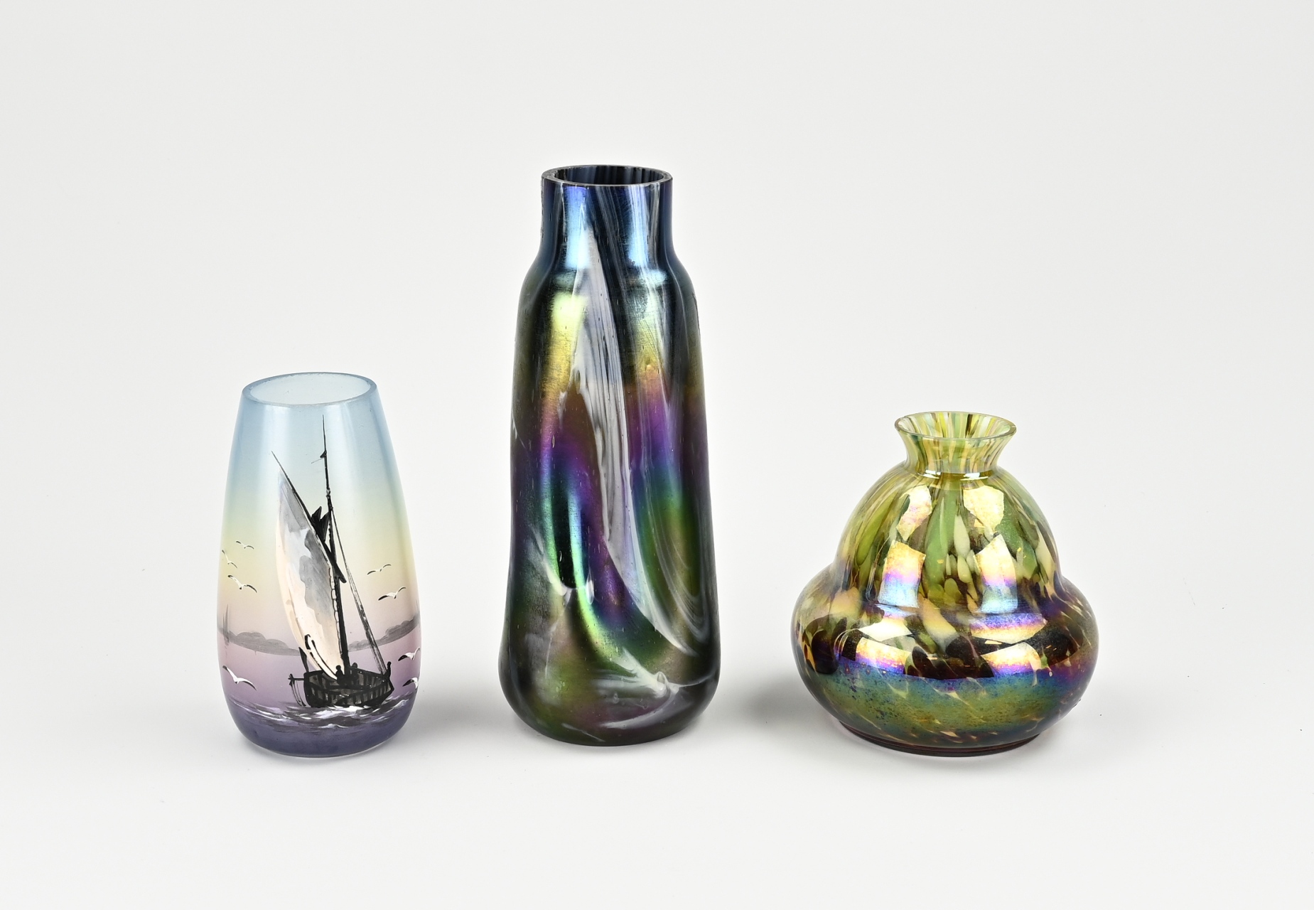 Three antique glass vases, 1900-1920