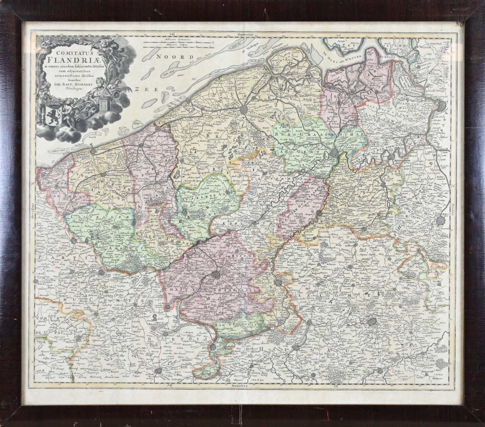 18th century colored map of Flanders