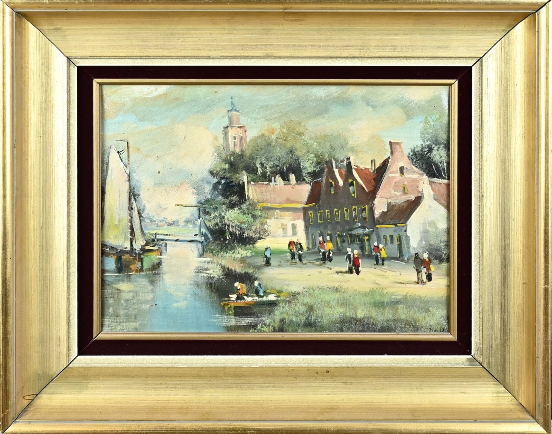 S. van Dijk, Village view with figures