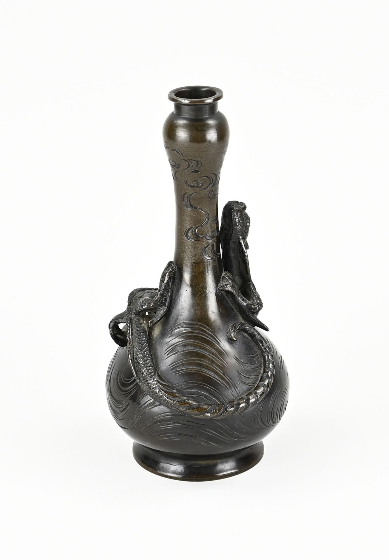 Japanese/Chinese bronze vase, H 20.5 cm. - Image 3 of 3