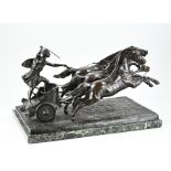 Very large bronze figure group, Horses with chariot