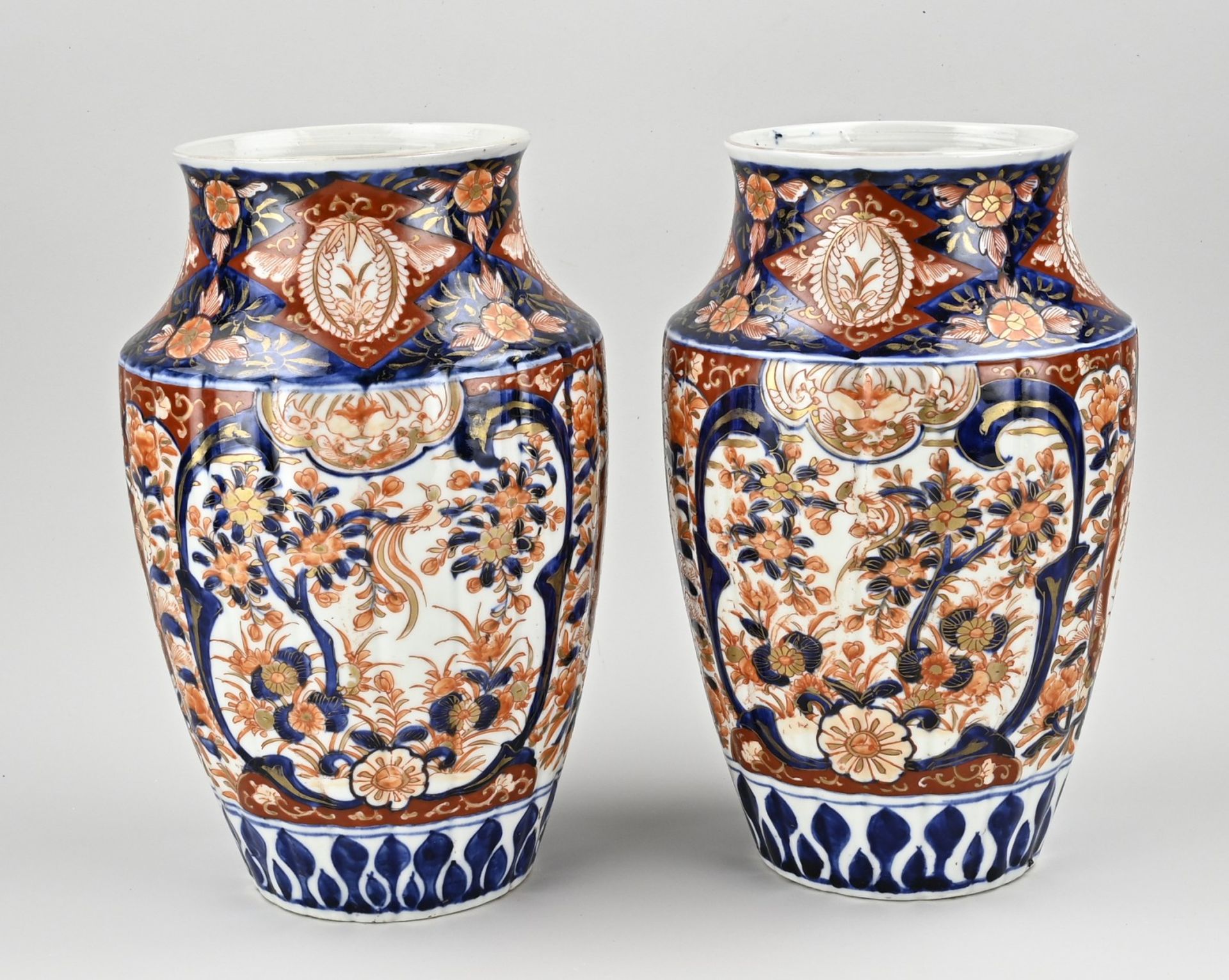 Set of Japanese Imari vases, H 31 cm.