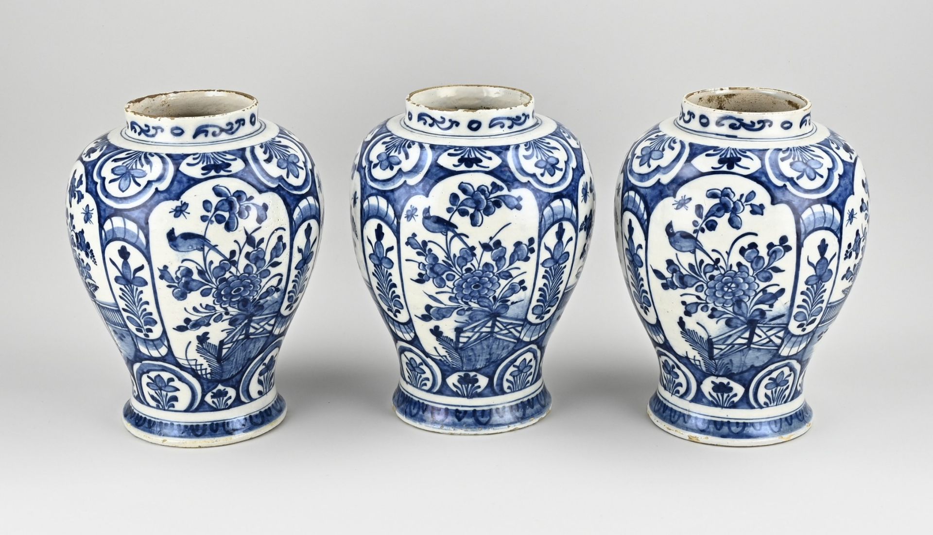 3 x 18th century Delft pot