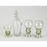 Four volumes of old glassware