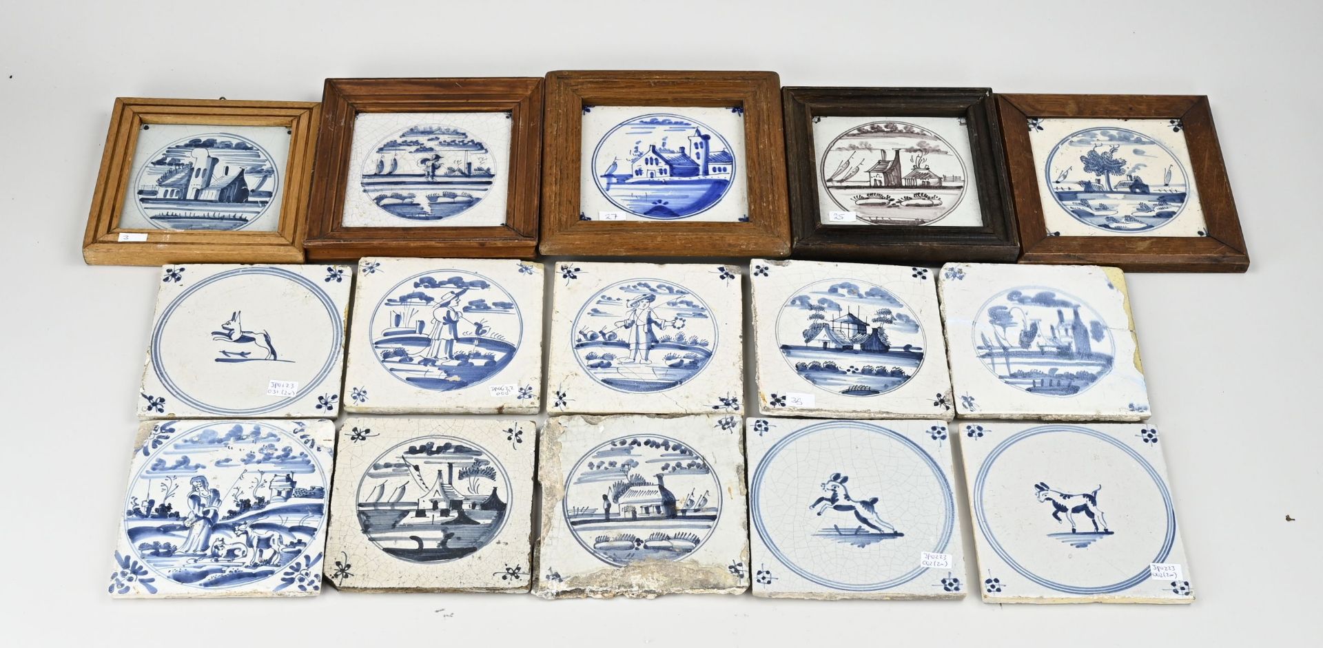 Lot of antique tiles (15 pcs.)