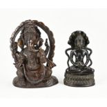 2x Bronze Buddha figures, H 19 - 25 cm.