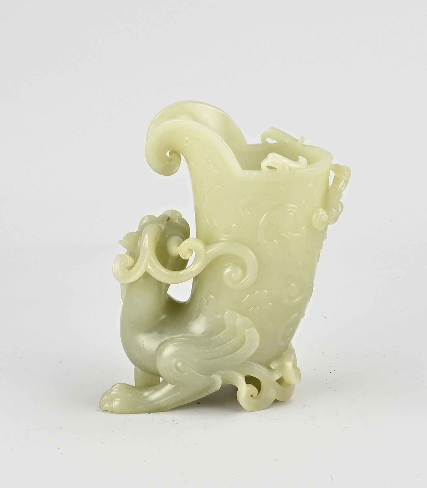 Chinese carved jade wine goblet - Image 2 of 2