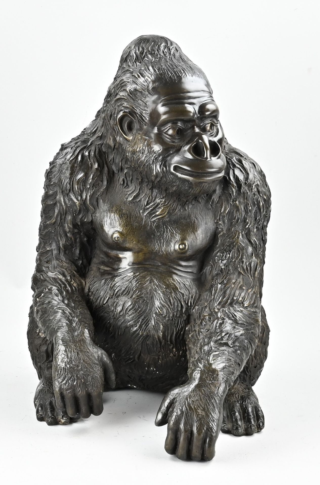 Bronze gorilla monkey, H 55 cm.