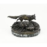 Bronze sculpture, Two foxes