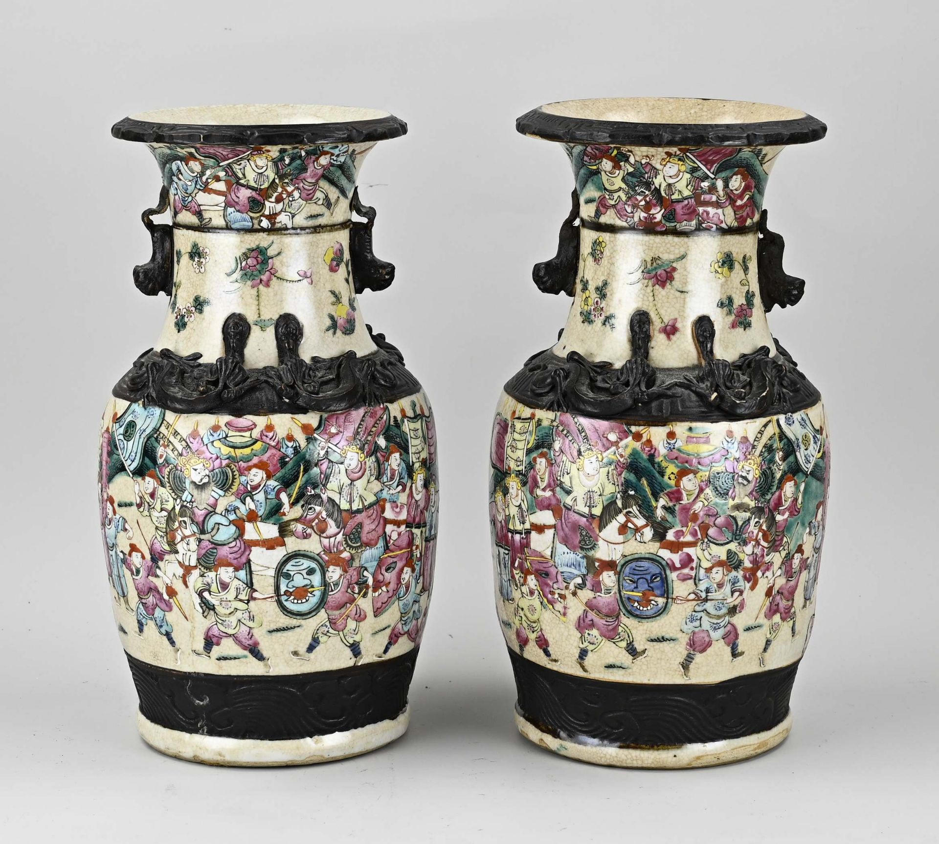 Two antique Chinese porcelain Cantonese vases