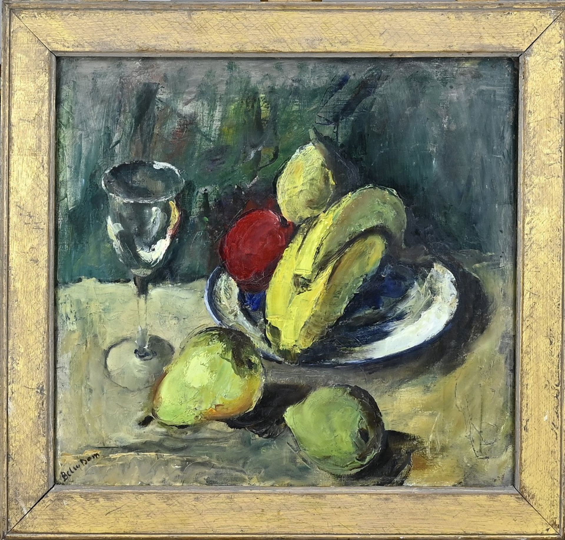 Betsy Dom, Fruit still life with wine glass