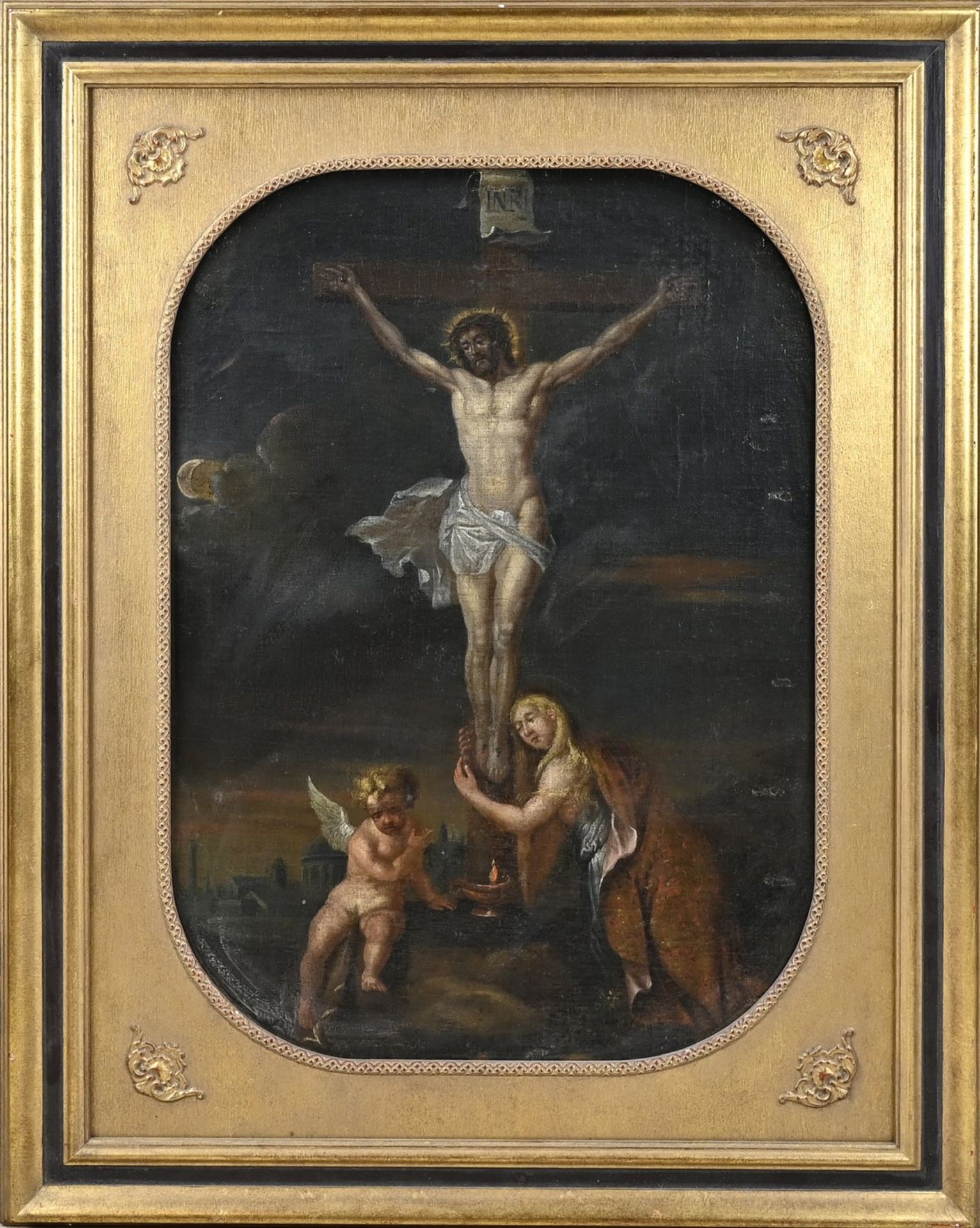 18th Century religious painting, Crucifixion Jesus Christ