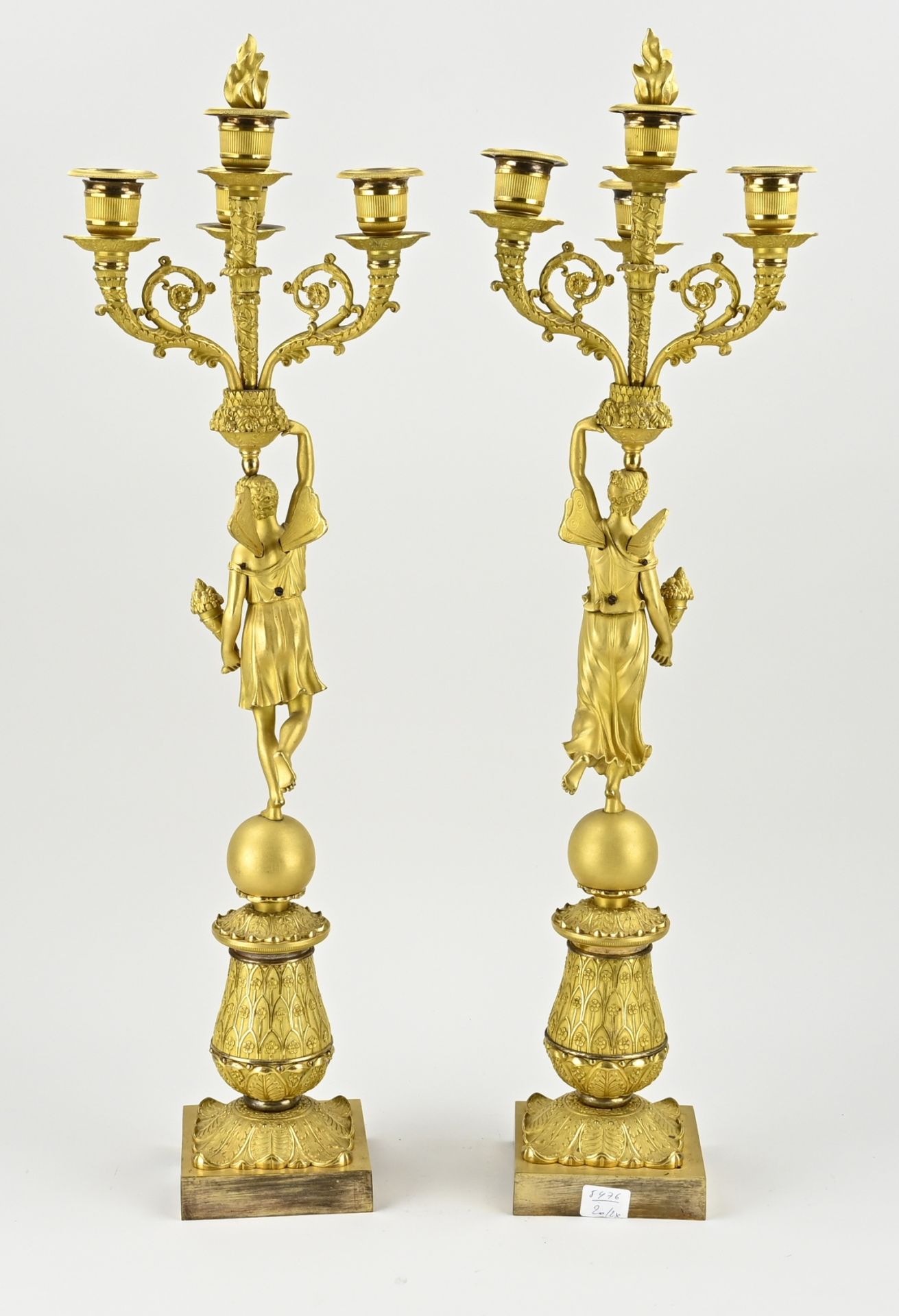 Two rare empire candlesticks, H 66 cm. - Image 2 of 4