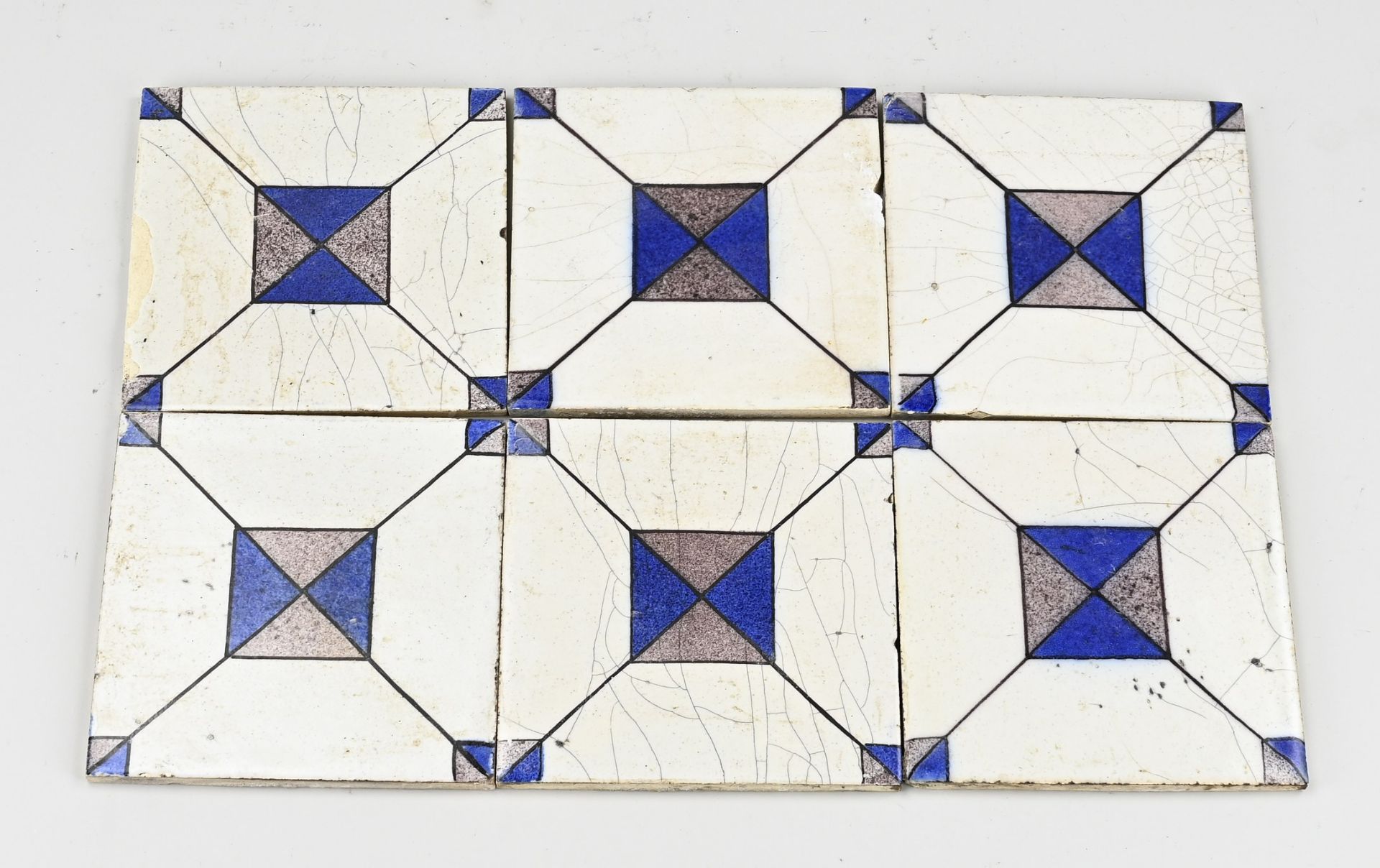 32 Tiles with checkered pattern, 19th century