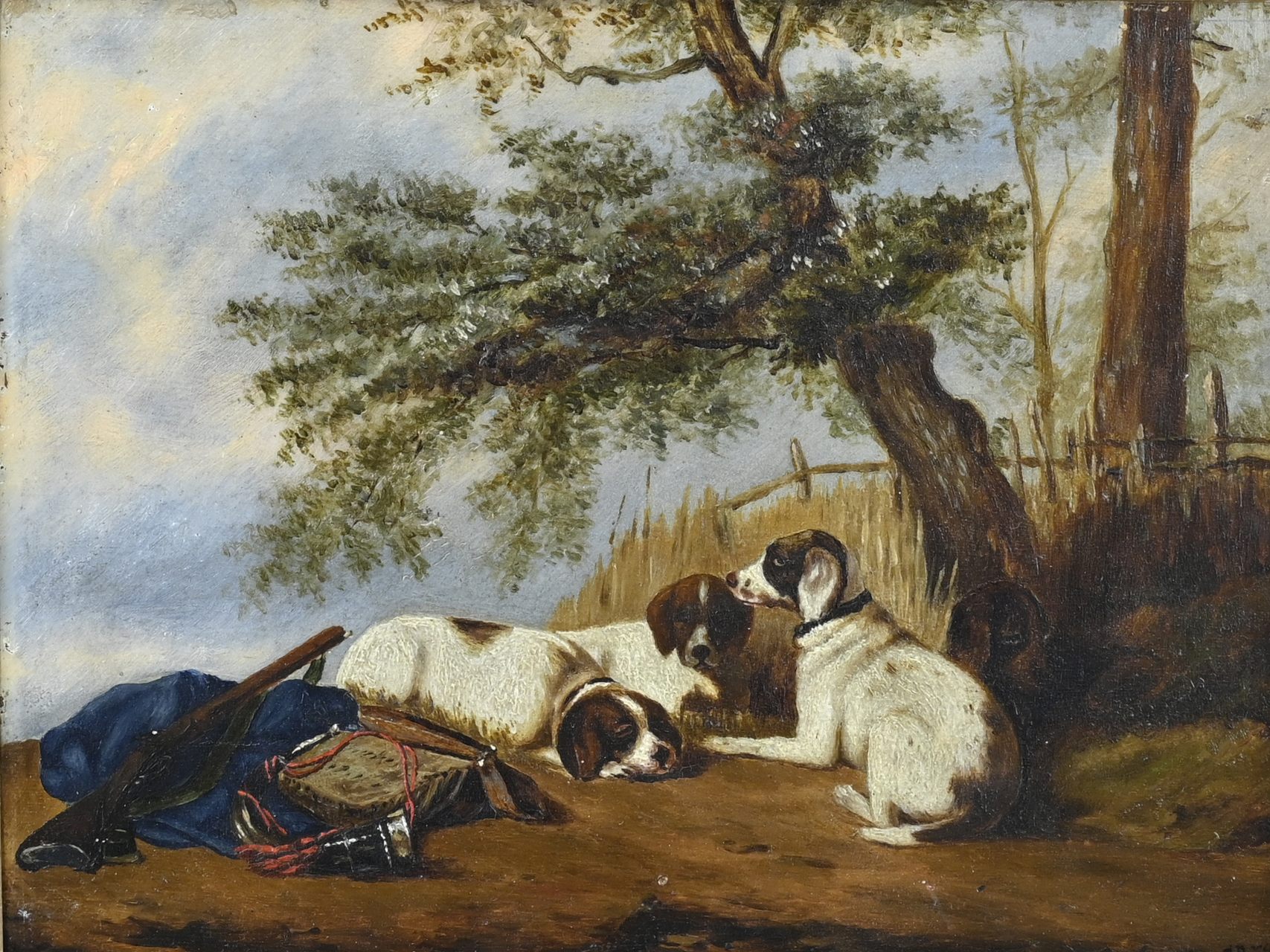 Attributed to Carolus Duran, Hunting Dogs Resting - Image 2 of 2